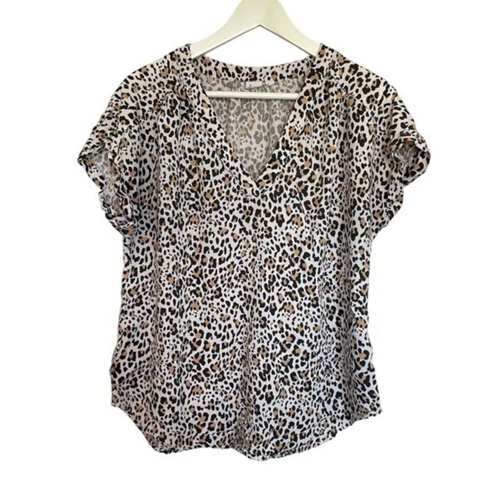 Gap Leopard Animal Print V Neck Blouse